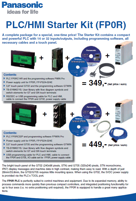 Kit de iniciacion de PLC/HMI de Panasonic FP0R